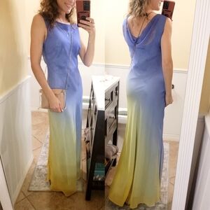 *Vintage Blue and Yellow Ombre Dress*